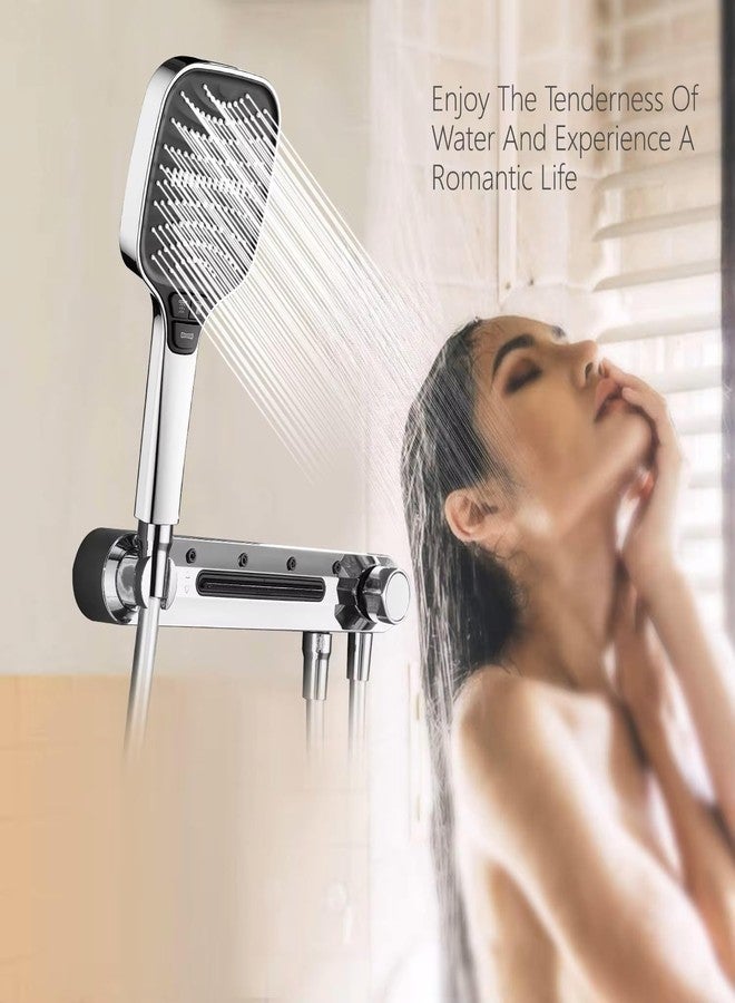 X-XONIER® Luxury thermostat Shower set System 4in1 shower panel with large Overhead Rainfall (Silver) - Image 5